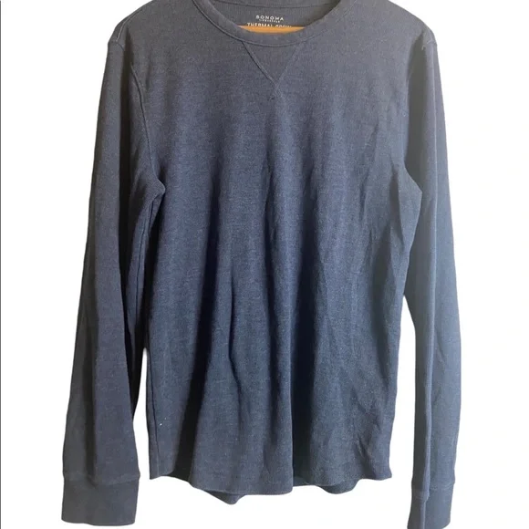 Sonoma Shirts Sonoma Long Sleeve Heather Blue Grey Thermal